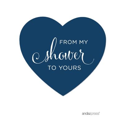 75PK From My Shower Navy Heart Labels Image 1