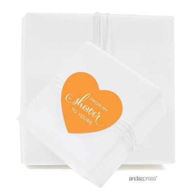 75PK From My Shower Orange Heart Labels Image 1