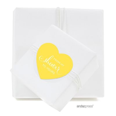 75PK From My Shower Yellow Heart Labels Image 1