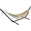 78" x 31" Brown Macrame Hammock with Patterned Tassels Image 2