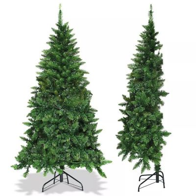 7FT Pre-Lit PVC Artificial Half Christmas Tree 8 Flash Modes w/ 230 LED Lights Image 1