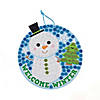 8 1/4" Snowman Welcome Winter Glitter Mosaic Sign Foam Craft Kit- Makes 12 Image 1