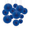 8" - 10" Blue Hanging Tissue Paper Fan Decorations - 12 Pc. Image 1