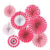 8" - 10" Candy Pink Hanging Paper Fan Assortment - 8 Pc. Image 1