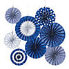 8" - 10" Cobalt Blue Hanging Paper Fan Assortment - 8 Pc. Image 1