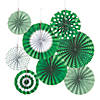 8" - 10" Green Hanging Paper Fan Assortment - 8 Pc. Image 1