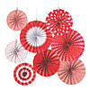 8" - 10" Red Hanging Paper Fan Assortment - 8 Pc. Image 1