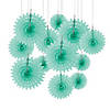 8" - 16" Mint Green Hanging Paper Fans - 12 Pc. Image 1