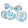 8" - 16" Winter Snowflake Hanging Paper Lanterns - 6 Pc. Image 1