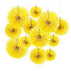 8" - 16" Yellow Hanging Paper Fans - 12 Pc. Image 1
