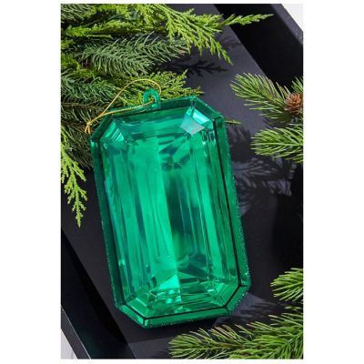 8" Acrylic Rectangle Jewel Ornament: Emerald Green Image 2