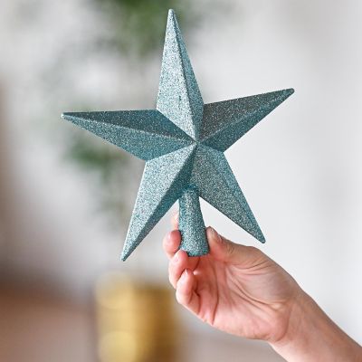 8"  Blue Glitter Star Tree Topper Image 2