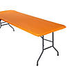 8 Ft. Orange Fitted Rectangle Disposable Plastic Tablecloth Image 1