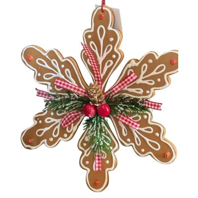 8" Gingerbread Snowflake Ornament Image 1