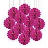 8" Hot Pink Hanging Tissue Paper Balls  - 12 Pc. Image 1