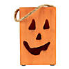 8" Large Orange Wood Jack O Lantern Halloween Candle Lantern Image 1