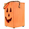 8" Large Orange Wood Jack O Lantern Halloween Candle Lantern Image 2
