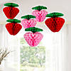 8" Large Strawberry-Shaped Honeycomb Ceiling Decorations - 6 Pc. Image 2
