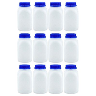 8-Ounce Plastic Milk Bottles (12-Pack); HDPE Bottles Great for Milk, Juice, Smoothies, Lunch Box & More, BPA-Free, Dishwasher-Safe, BPA-free Image 1