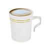 8 oz. White with Gold Edge Rim Round Plastic Coffee Mugs (60 Mugs) Image 1