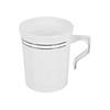 8 oz. White with Silver Edge Rim Round Plastic Coffee Mugs (60 Mugs) Image 1