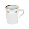 8 oz. White with Silver Edge Rim Round Plastic Coffee Mugs (60 Mugs) Image 1