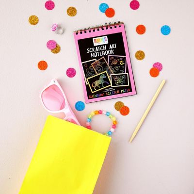 8 Pack Rainbow Color Scratch Art Pads Set for Kids with Wooden Styluses, 10 Sheets, 5.5 x 3.9 in Image 1
