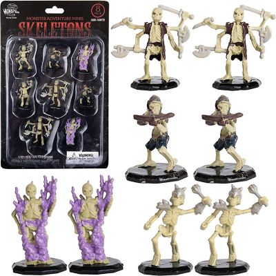 8 Painted Fantasy Skeleton Mini Figures- All Unique Designs- 1&quot; Hex-Sized Compatible with DND Dungeons and Dragons &amp; Pathfinder and All RPG Tabletop Games Image 1