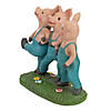 8" Three Pigs Dancing in Blue Overalls Outdoor Garden Statue Image 2