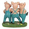 8" Three Pigs Dancing in Blue Overalls Outdoor Garden Statue Image 3