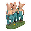 8" Three Pigs Dancing in Blue Overalls Outdoor Garden Statue Image 4