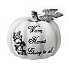 8" White and Black Warm Harvest Blessing Thanksgiving Table Top Pumpkin Image 1