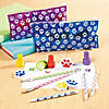 8" x 4" Bulk 48 Pc. Paw Print Slide Closure Plastic Pencil Cases Image 1