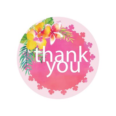 80 Kalani Hibiscus Flowers Circle Labels Image 2