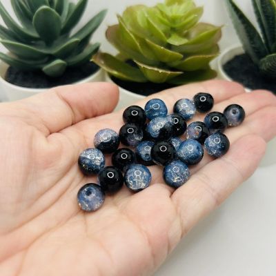 80 Pcs 10mm Black Crackle Beads Image 1