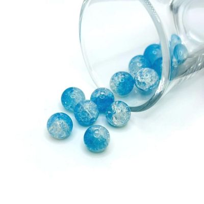 80 Pcs 10mm Blue Crackle Beads Image 1