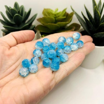 80 Pcs 10mm Blue Crackle Beads Image 1