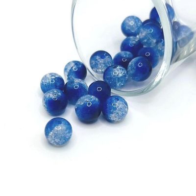 80 pcs 10mm Blue Crackle Glass Beads Image 1