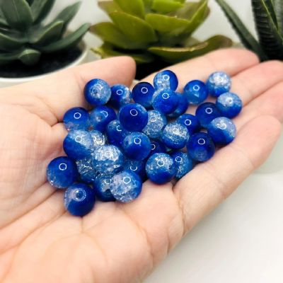 80 pcs 10mm Blue Crackle Glass Beads Image 1
