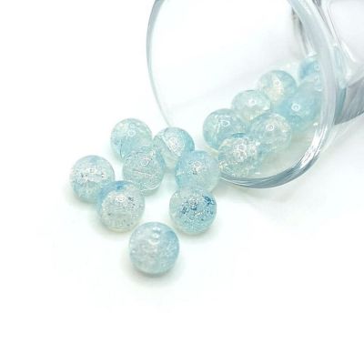 80 pcs 10mm Blue Crackle Glass Beads Image 1