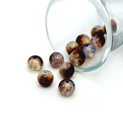 80 Pcs 10mm Brown Crackle Beads Image 1