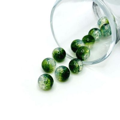 80 Pcs 10mm Green Crackle Beads Image 1
