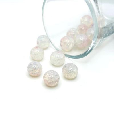 80 Pcs 10mm Light Pink Crackle Beads Image 1