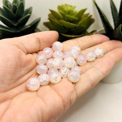 80 Pcs 10mm Light Pink Crackle Beads Image 1