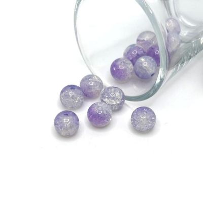 80 Pcs 10mm Light Purple Crackle Beads Image 1