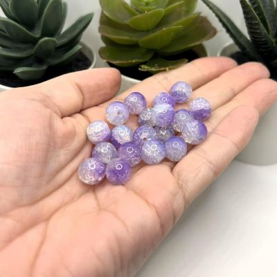 80 Pcs 10mm Light Purple Crackle Beads Image 1
