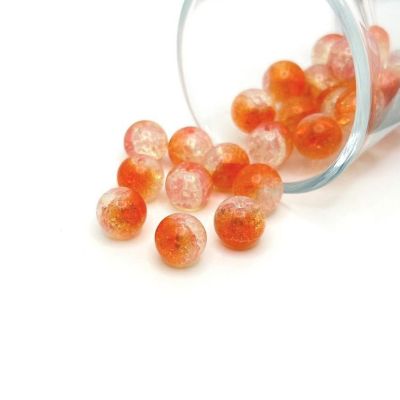 80 pcs 10mm Orange Crackle Glass Beads Image 1