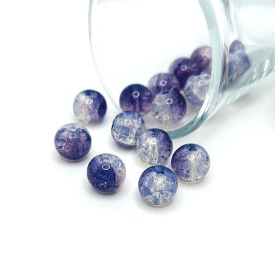 80 Pcs 10mm Purple Crackle Beads Image 1