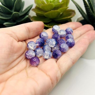 80 Pcs 10mm Purple Crackle Beads Image 1