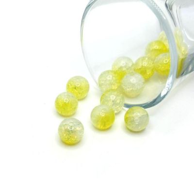 80 Pcs 10mm Yellow Crackle Beads Image 1
